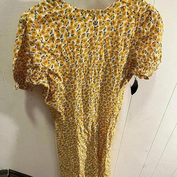 NWT FAITHFULL THE BRAND Ari Floral Midi Dress Yellow 4 S - Picture 6 of 7